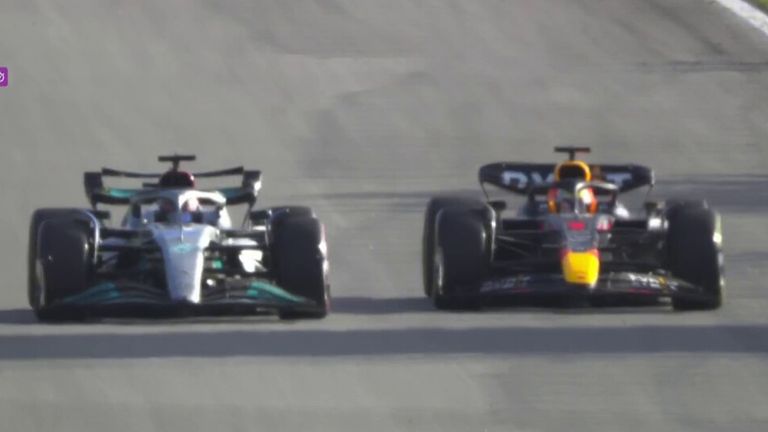 George Russell finally snatches the lead from Max Verstappen in the Sprint race at the Sao Paulo GP.