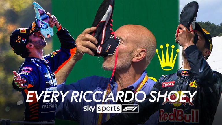 Watch back all of Ricciardo's iconic 'shoey' celebrations from a highly entertaining F1 career