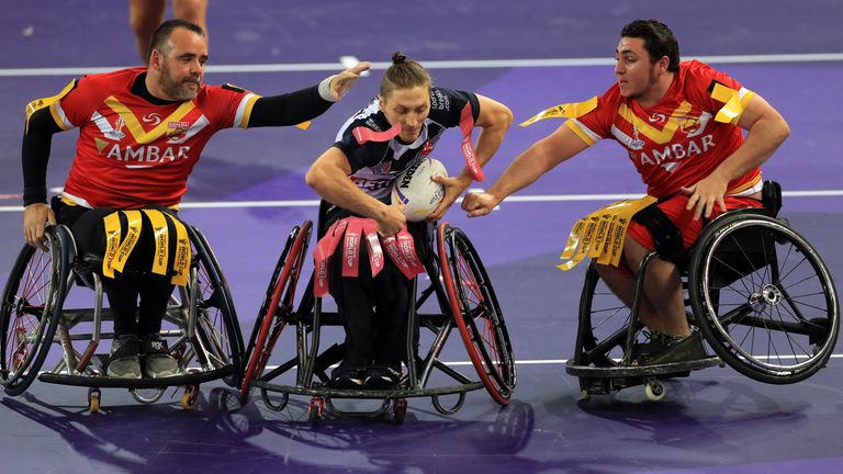 Jack Brown bursts through the Spain defence