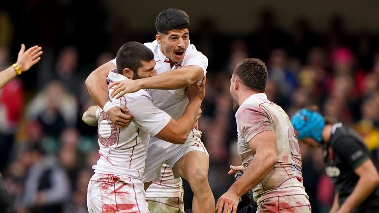 Georgia celebrate the biggest victory in their history at full-time