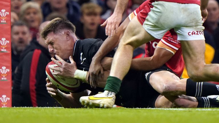 Jordie Barrett scored the All Blacks' third try out wide 