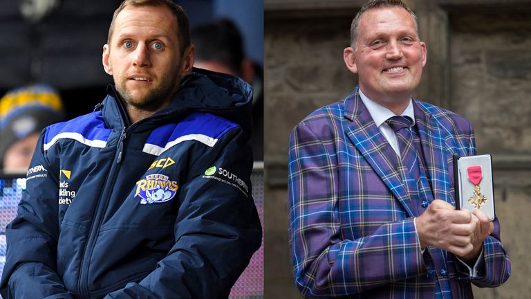 Rob Burrow (kiri) memberikan penghormatan kepada Doddie Weir setelah kematiannya pada usia 52 tahun