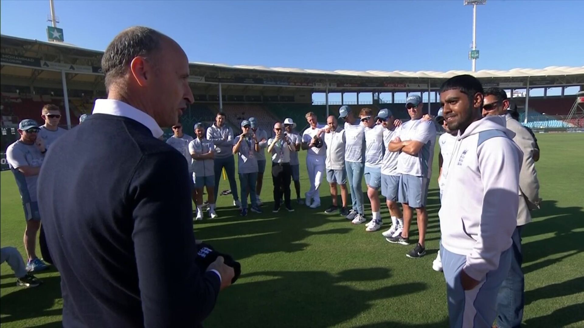 Hussain presents Ahmed with England Test cap