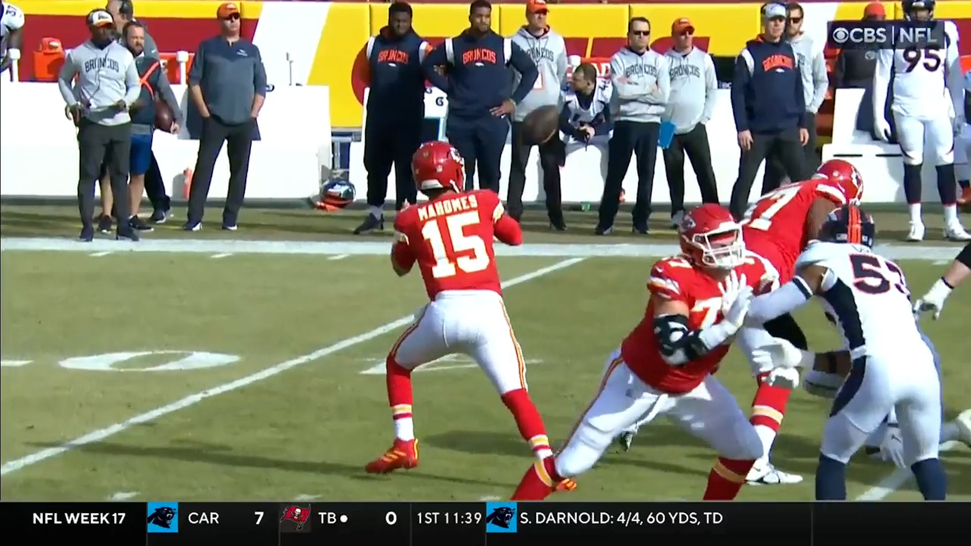 'Sometimes the ball bounces your way!' - Mahomes catches his own pass!