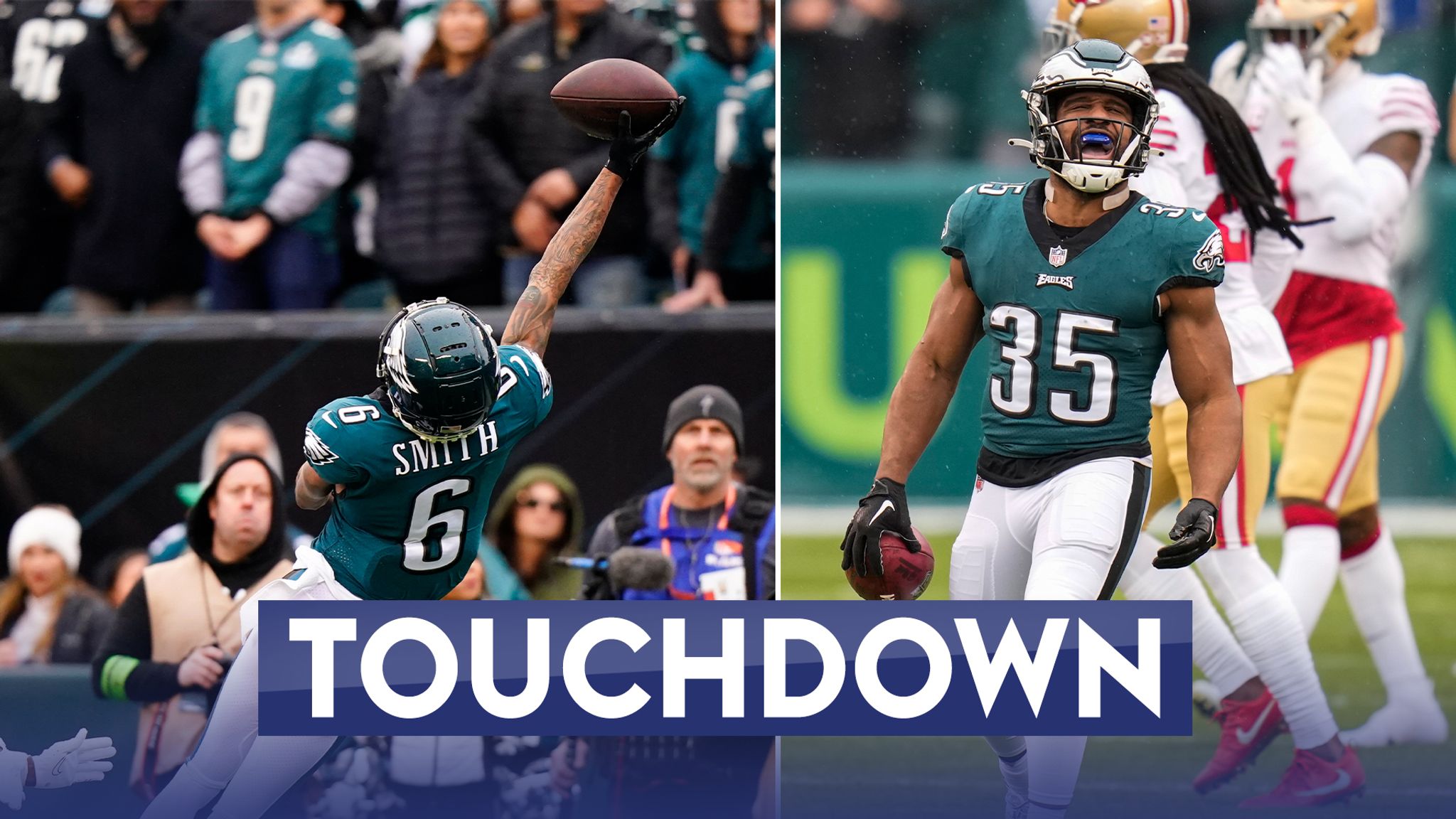 Philadelphia Eagles wide receiver DeVonta Smith sneaks by the Dallas  Cowboys' defense for a wide-open 5-yard touchdown grab