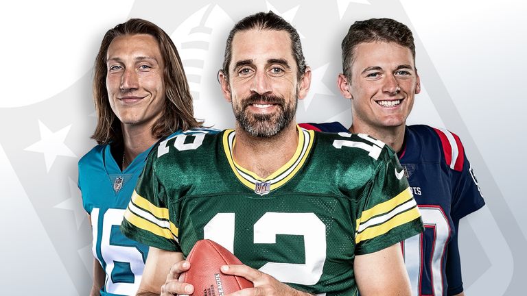 Can Trevor Lawrence lead the Jaguars to the AFC South title? Will the Packers and the Patriots claim the final two wild card places?
From left to right: Trevor Lawrence, Aaron Rodgers and Mac Jones