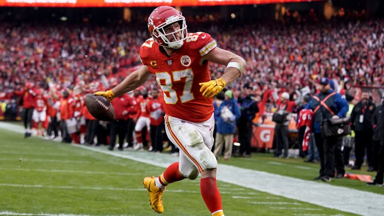 Travis Kelce scored two touchdowns for the Kansas City Chiefs in their divisional round win over the Jacksonville Jaguars