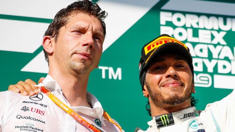 James Vowles (L) has been a key part of Lewis Hamilton's success with Mercedes