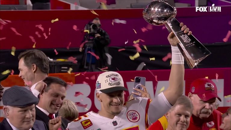 Chiefs, Patrick Mahomes lift Lombardi Trophy following Super Bowl LVII win  over the Eagles