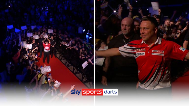 Excited fans welcome Gerwyn Price into a 'cauldron of noise' before his match against Chris Dobey on Night 2 of the Premier League in Cardiff