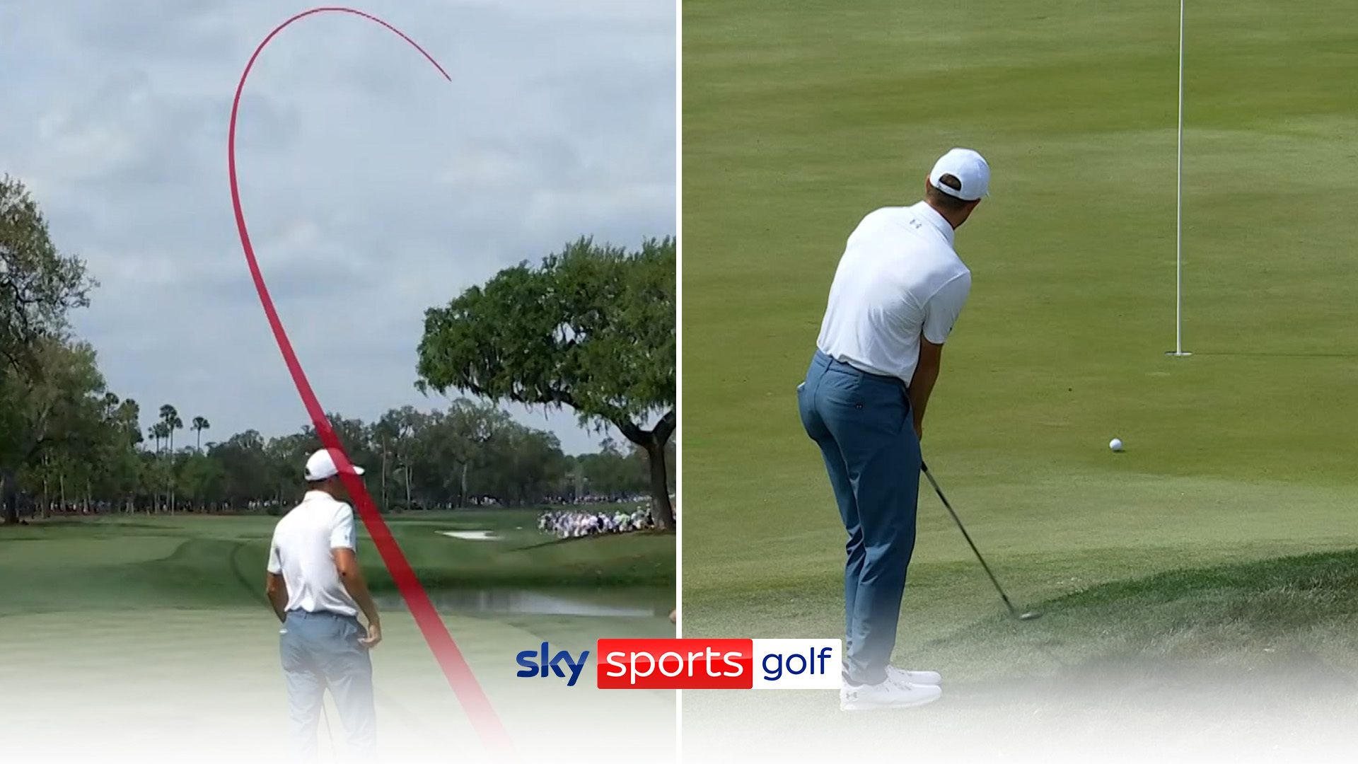 Spieth makes TPC cut after hitting fan and chipping in for eagle!