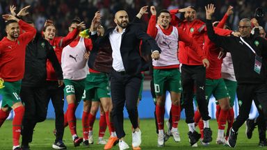 Morocco celebrate after earning a famous win over Brazil