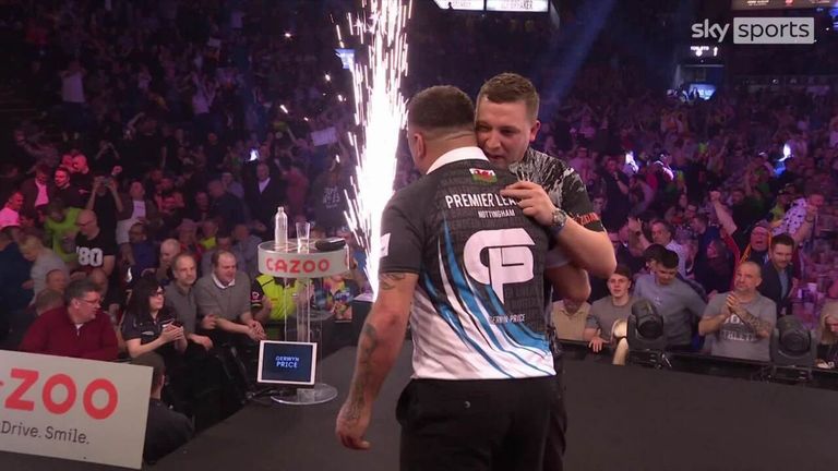 Gerwyn Price ends a great night in Nottingham by beating Chris Dobey in the Premier League final on night 7.