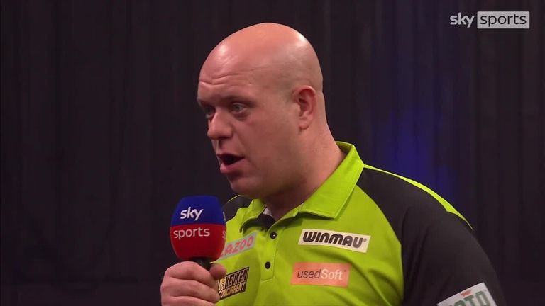 Michael van Gerwen was delighted to overcome the cold conditions to win the Premier League night 5 at Exeter and extend his lead at the top of the table.