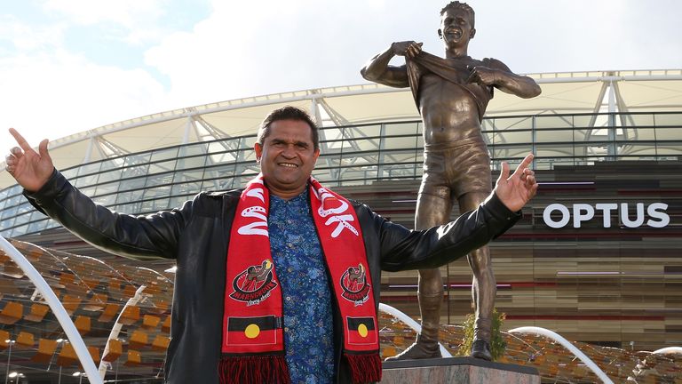 Nicky Winmar's iconic stand against racist abuse in 1993 has been marked with a statue unveiled in 2019