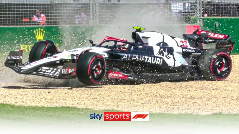 Yuki Tsunoda was fortunate not to crash his AlphaTauri into the wall after spinning off during opening practice around Albert Park Circuit.