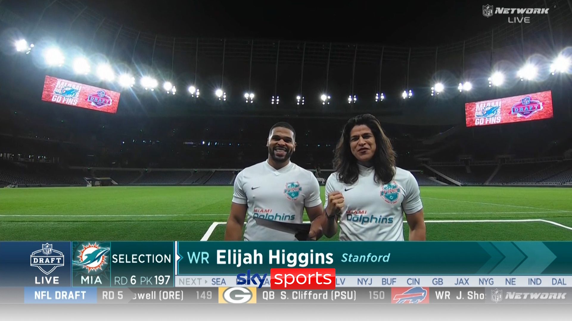 Ted Lasso cast make Dolphins pick from Tottenham's stadium!