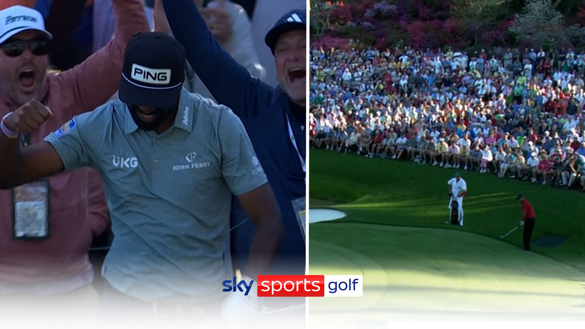 'Are we gonna get a Tiger Woods here?!' | Theegala holes identical chip to Tiger on 16!