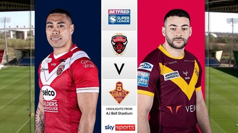 Highlights of the Betfred Super League match between Salford Red Devils and Huddersfield Giants.