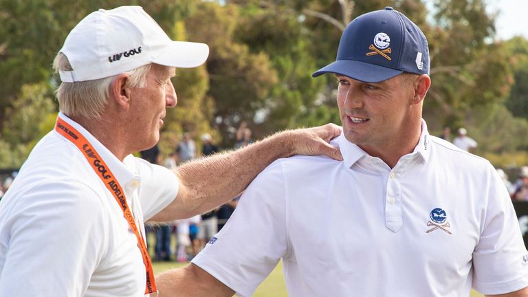 Bryson DeChambeau, pictured with LIV Golf CEO Greg Norman, has criticised golf's world rankings