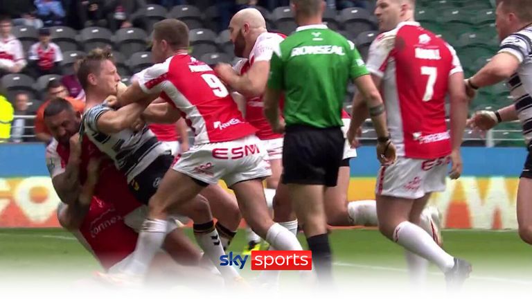 Hull KR's James Batchelor was given a yellow card in the derby at Hull FC before tensions boiled over between the sides in the first half.
