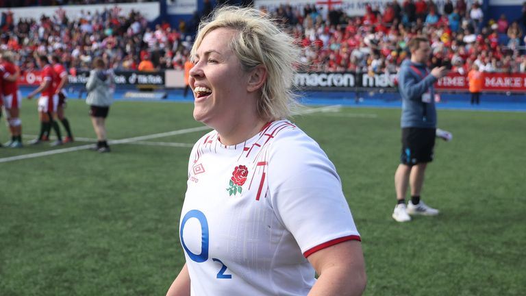 Marlie Packer celebrates England's Six Nations victory over Wales