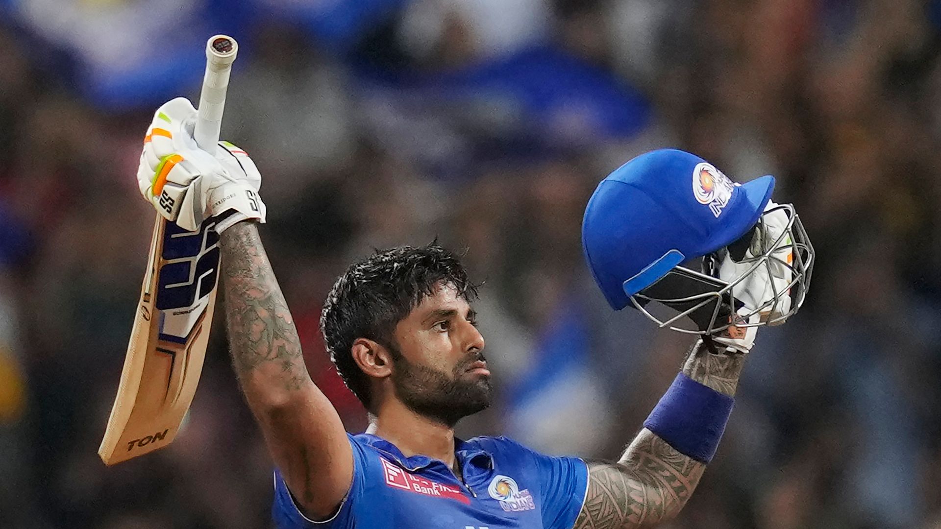 Suryakumar hits last ball for six to reach 49-ball hundred!