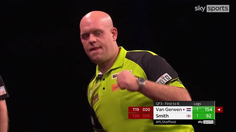 Van Gerwen produced this brilliant 154 checkout against Smith