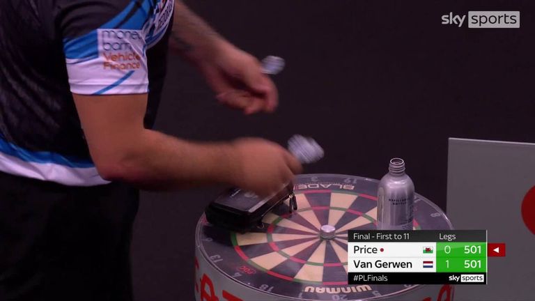Price took a quick break in the middle of the final against Van Gerwen to 'repair' his darts