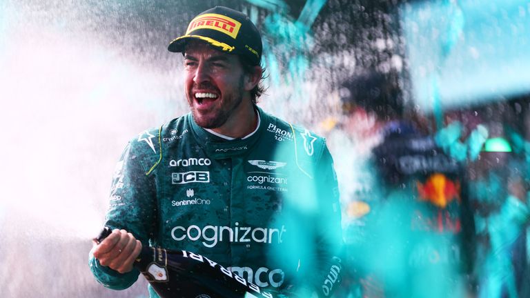 Fernando Alonso has finished on the podium four times in his first five races for Aston Martin