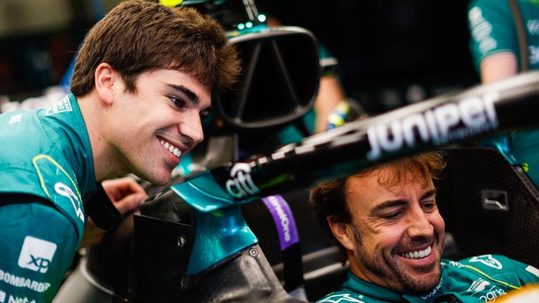 Lawrence Stroll (L) and Fernando Alonso are working well together as Aston Martin team-mates