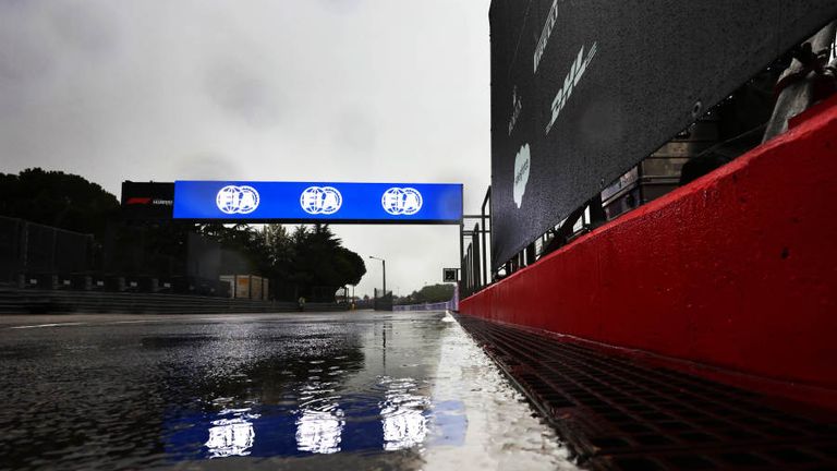 There has been heavy rainfall at the Autodromo Enzo e Dino Ferrari