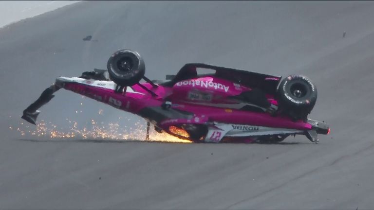 A huge collision at the Indy 500 saw Felix Rosenqvist collect Kyle Kirkwood, flipping the latter's car and flip sending one of his tyres flying over spectators and crashing into a parked car - with both drivers walking away from the accident