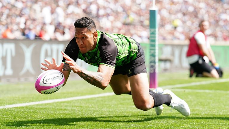 Israel Folau was among the try-scorers for the World XV against the Barbarians