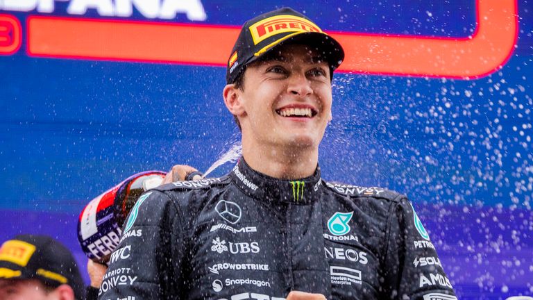 Lando Norris had a laugh at George Russell's expense after the Mercedes driver confused his own sweat for rain at the Spanish Grand Prix.