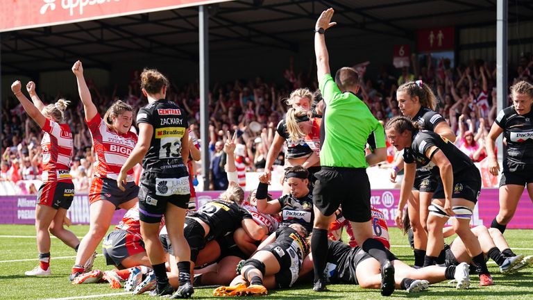 Gloucester-Hartpury's opener came through a Kelsey Jones (hidden from view) maul try