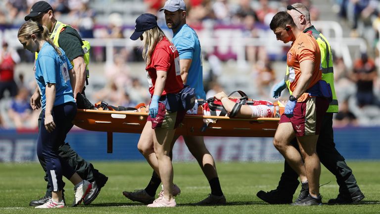Hull KR's James Batchelor was stretchered from the field during the first half