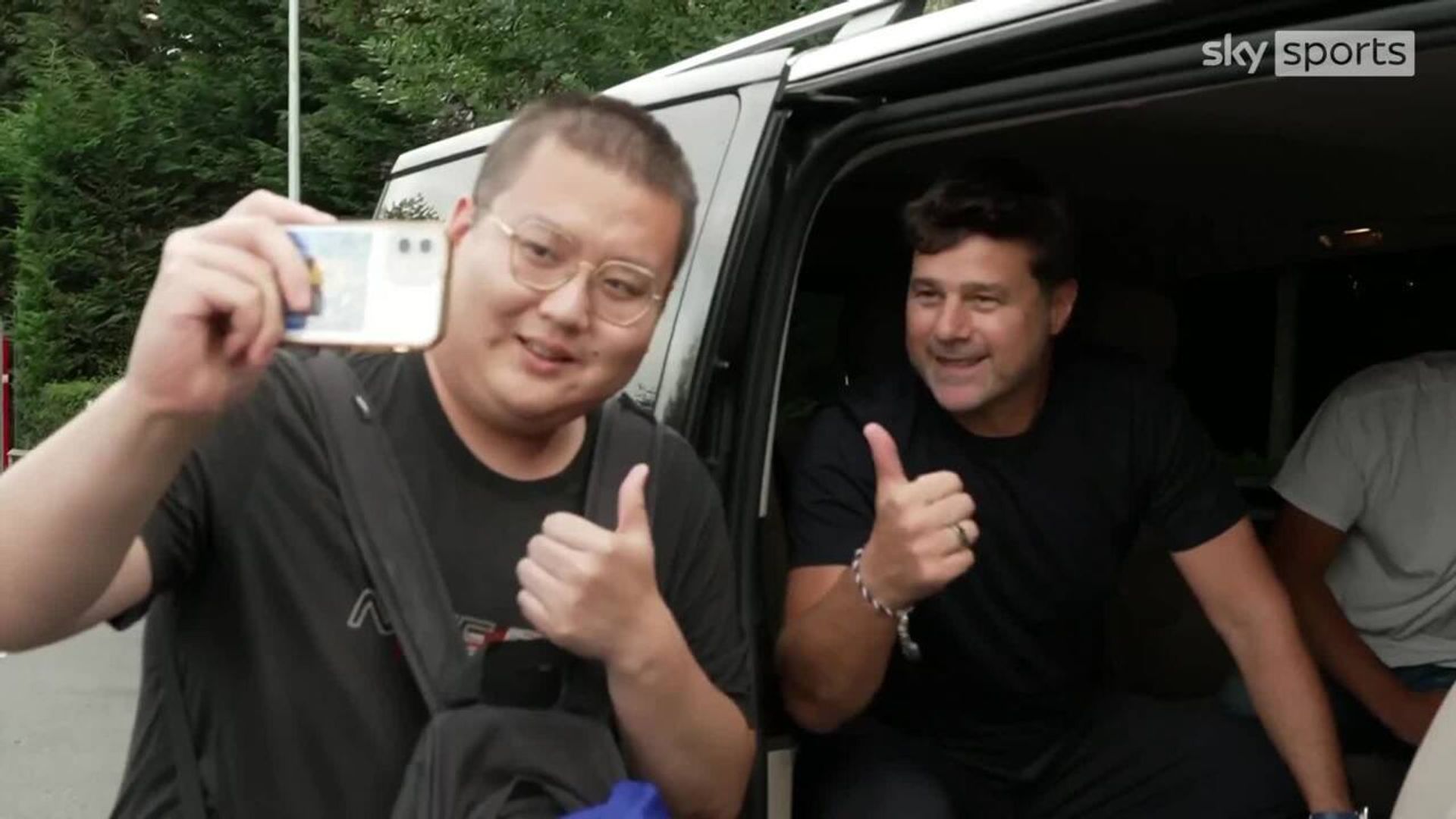 Poch makes Chelsea fan's day as he arrives for first day at Cobham