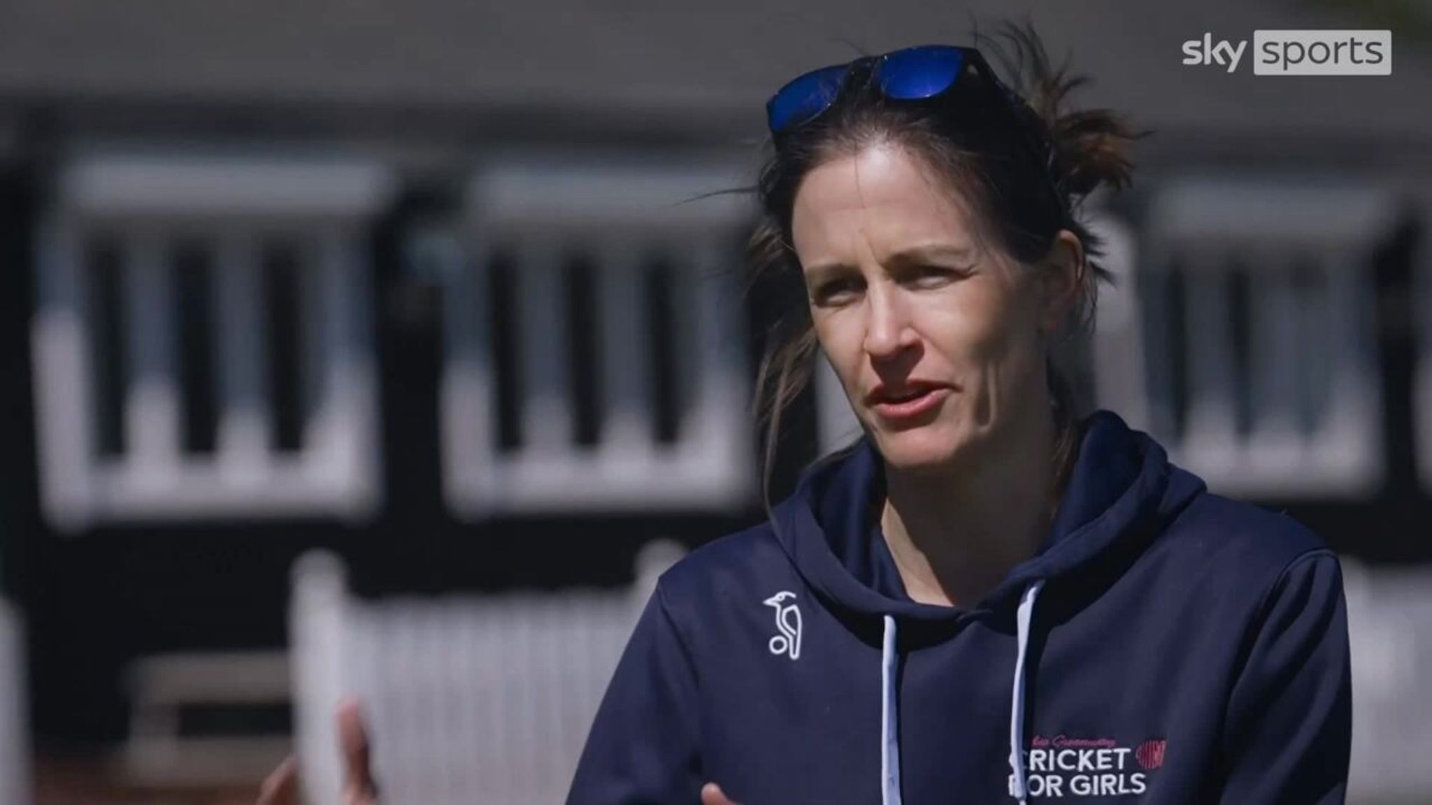 Skysports commentator Lydia Greenway interviews England captain