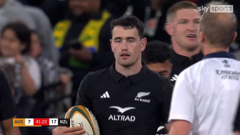 Will Jordan scored his 23rd try in as many Tests to extend New Zealand's lead over Australia