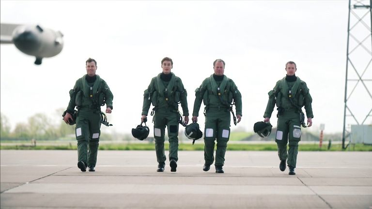 Mercedes' George Russell and Sky Sports' Ted Kravitz play Iceman and Maverick in Typhoon Eurofighters