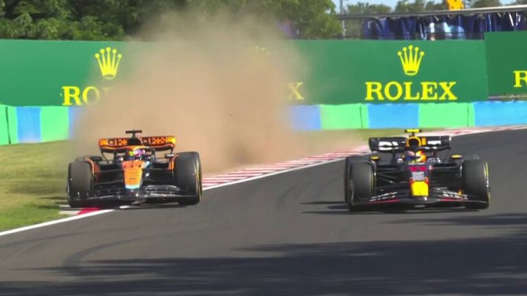 Perez gets feisty as he moves past Oscar Piastri into fourth place in his Red Bull