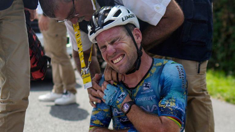 Mark Cavendish broke his collarbone after crashing during the eighth stage of the this year's Tour de France