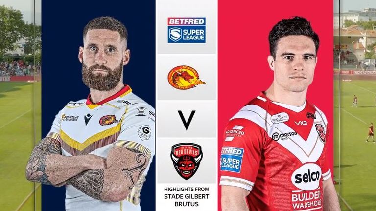 Highlights of the Betfred Super League match between Catalans Dragons and Salford Red Devils.