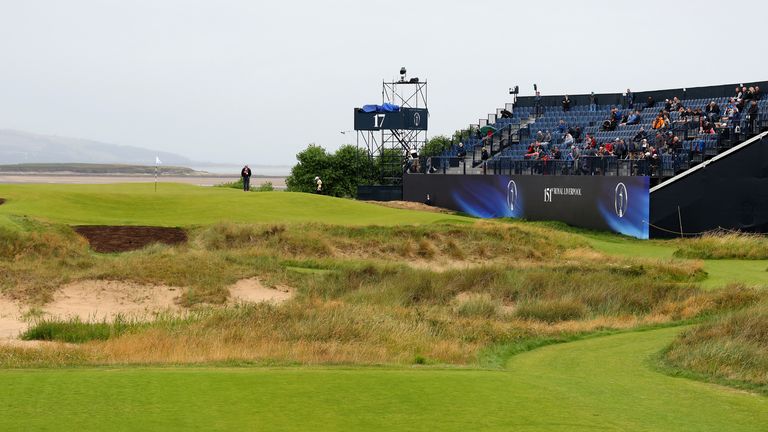 Just Stop Oil protesters tried to disrupt play at the par-three 17th during the second round of The Open 