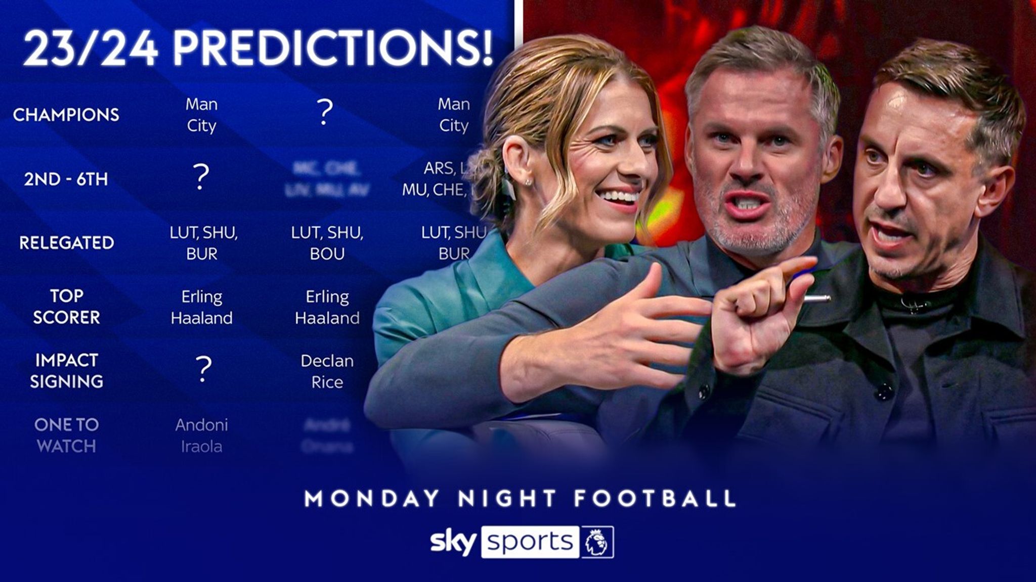 MNF Predictions: Karen Carney, Jamie Carragher and Gary Neville make their  Premier League picks, Video, Watch TV Show