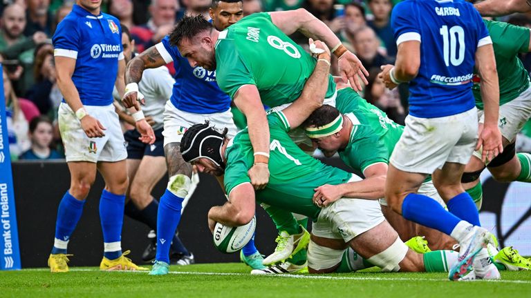 Doris powered over for Ireland's second try inside the first half-hour 