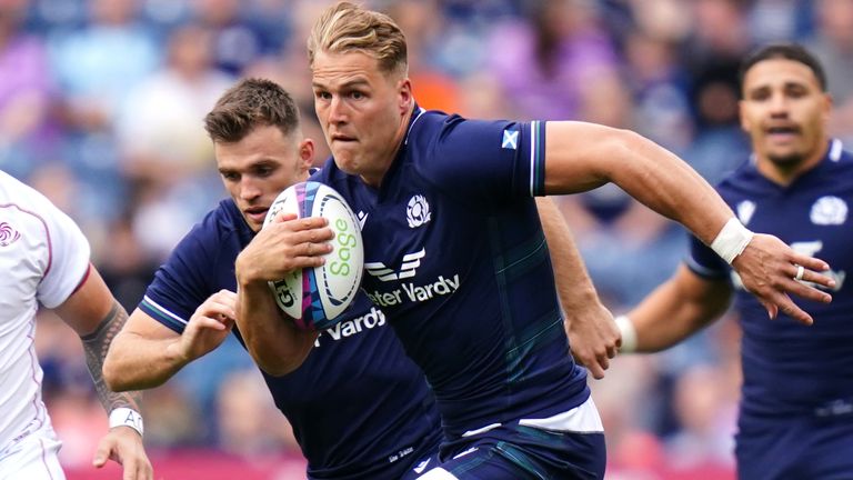 Duhan van der Merwe in action for Scotland against Georgia at Murrayfield (PA Images)