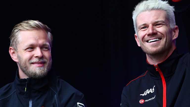 Kevin Magnussen (L) and Nico Hulkenberg will continue to drive for Haas in 2024