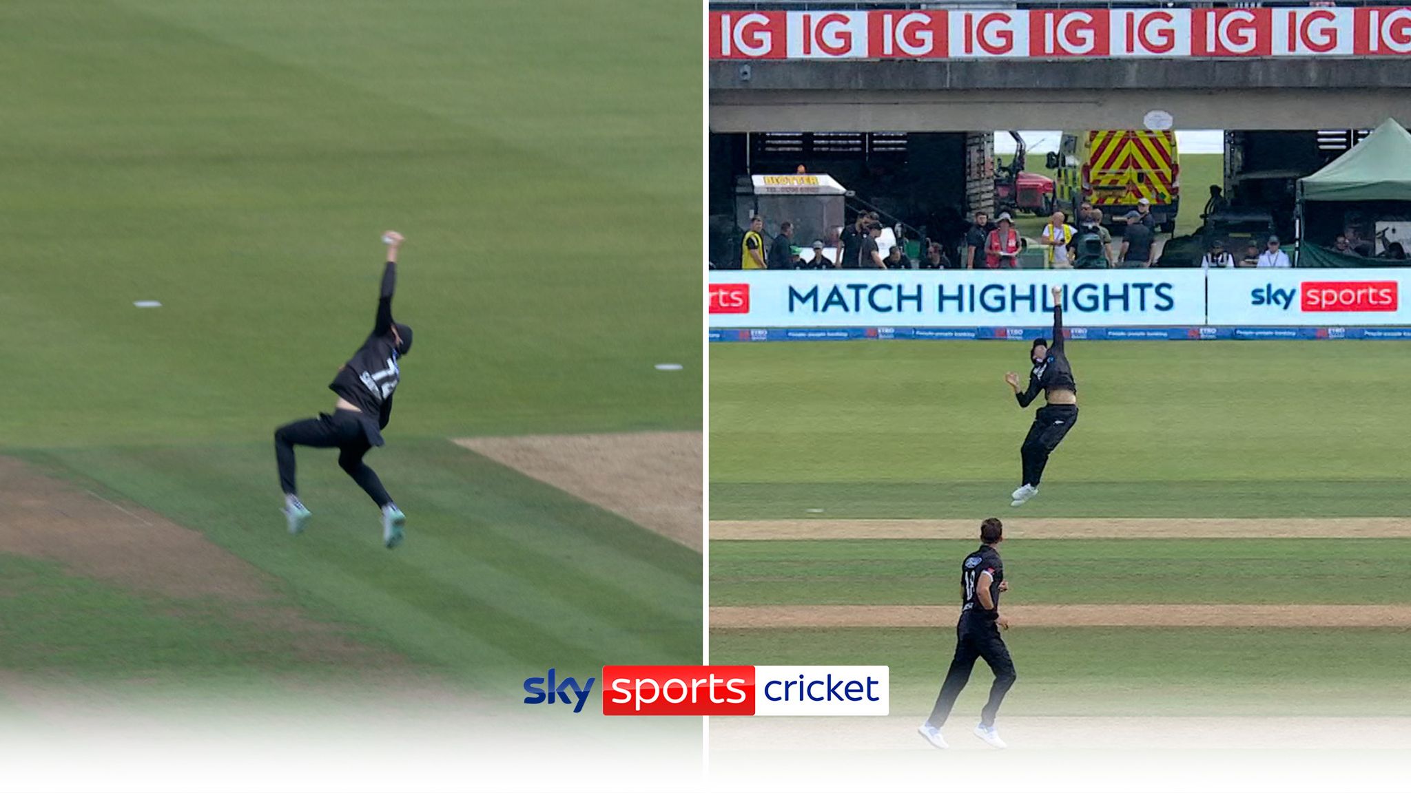 What a grab! Incredible one-handed catch from Mitchell Santner! Video Watch TV Show Sky Sports